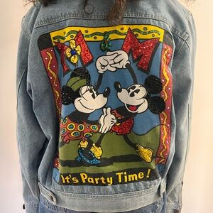 Disney Jean jacket Blue with Colorful Mickey Design— Vintage from 80’s